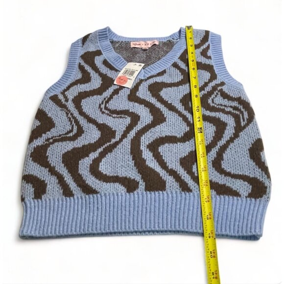 Crave Fame Juniors' Printed Sweater Vest - Pale Blue Combo, Size S, New - Picture 9 of 9